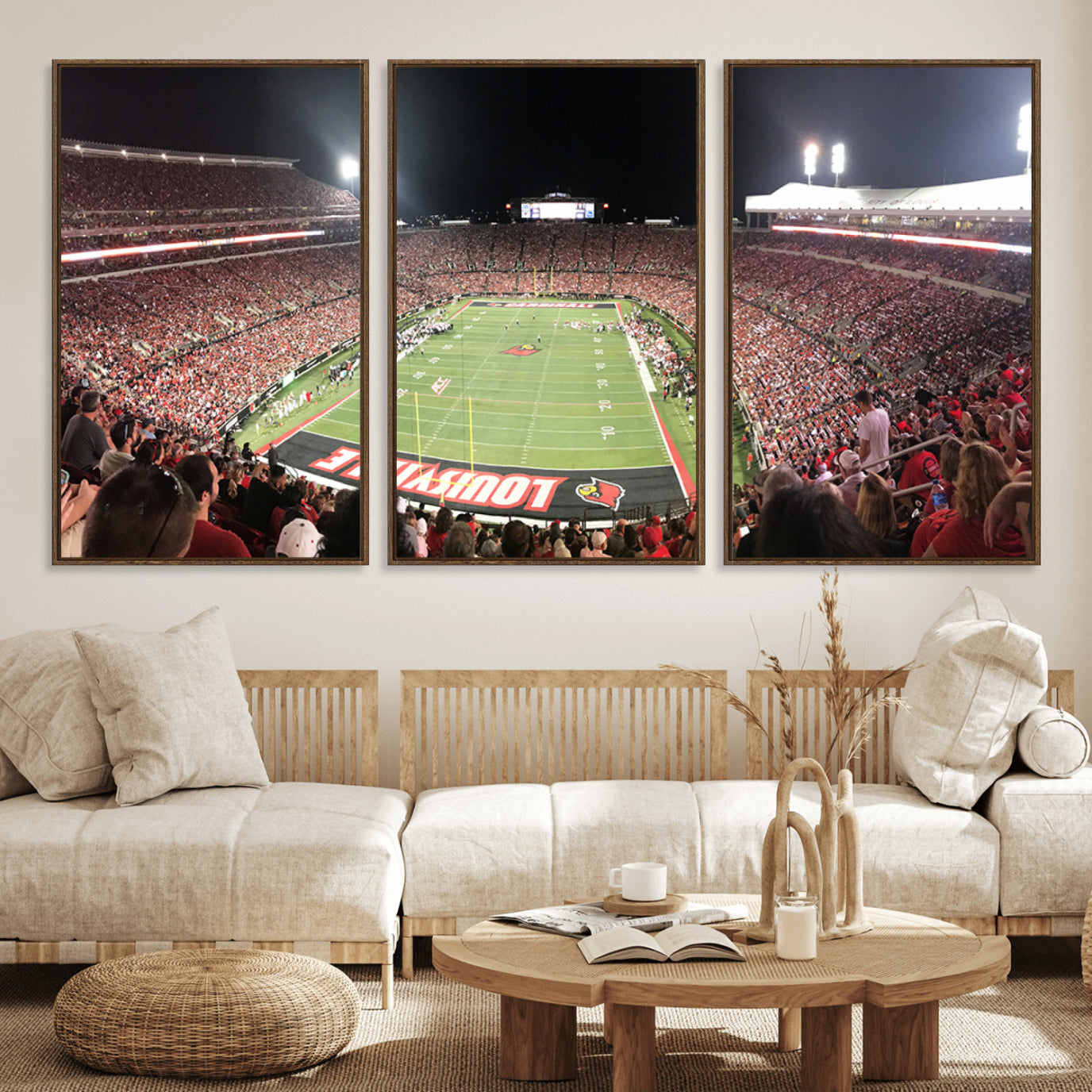 52267-MGV-FC-60X30-3P_Walnut-University of Louisville Cardinals Football Team Print - Louisville Cardinal Stadium Wall Art Canvas