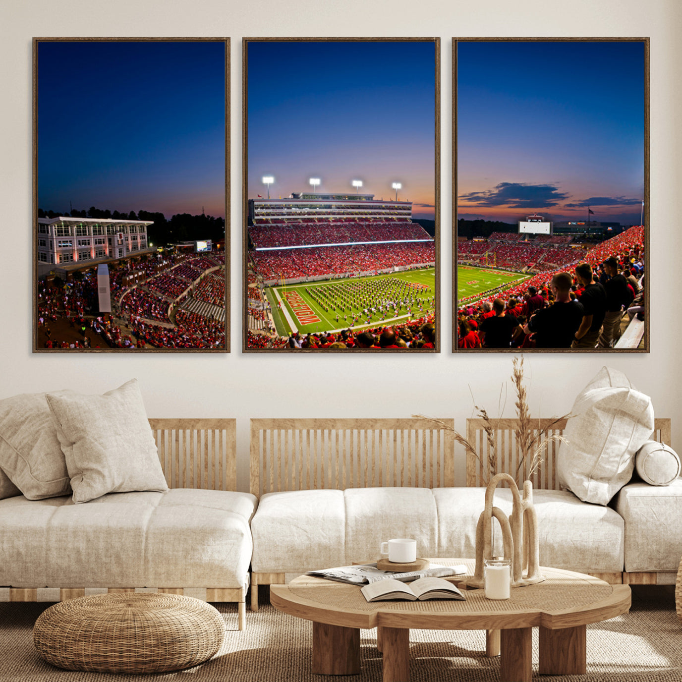 76202-MGV-FC-60X30-3P_Walnut-Wolfpack Football Team Wall Art Print - Raleigh Carter-Finley Stadium Wall Art Canvas Print