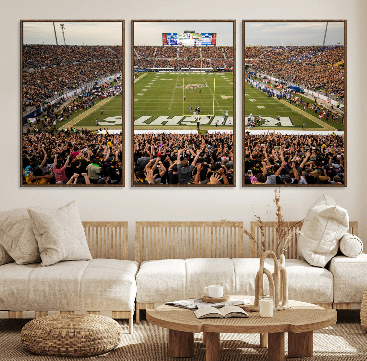 38659-MGV-FC-60X30-3P_Walnut-UCF Knights Football Team Print - Orlando FBC Mortgage Stadium Canvas Print