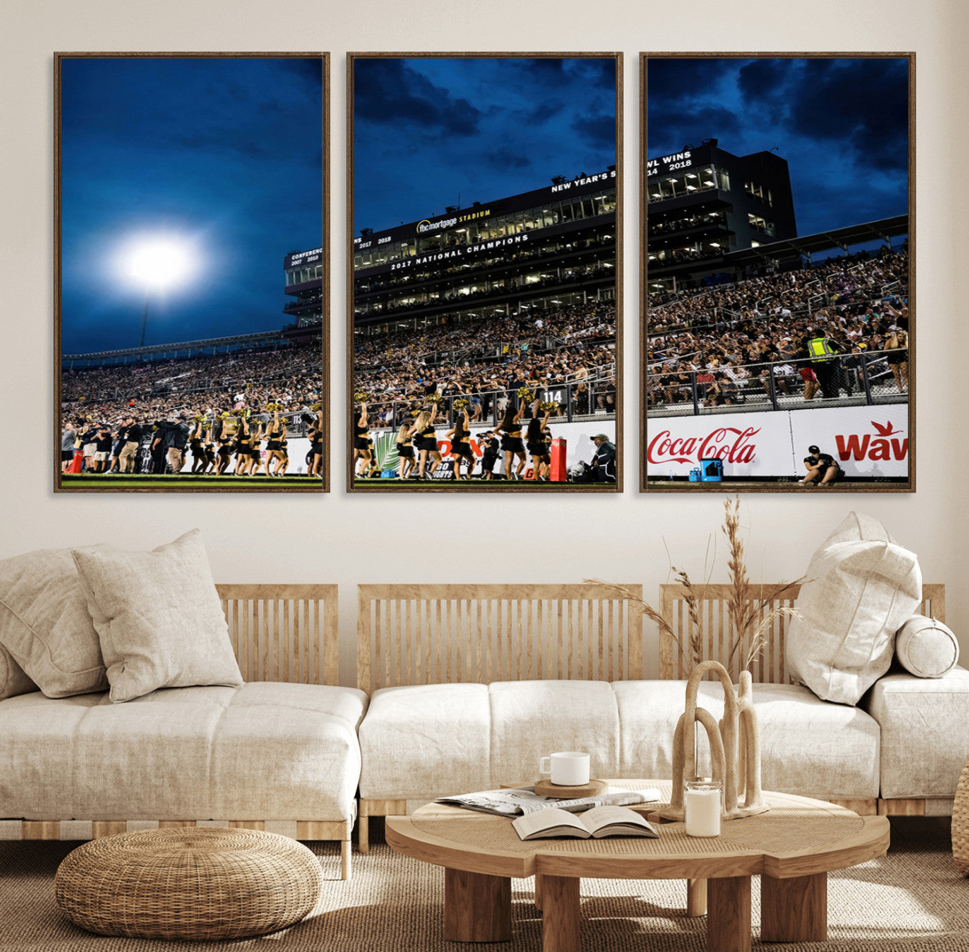 40217-MGV-FC-60X30-3P_Walnut-UCF Knights Football Team Print - Orlando FBC Mortgage Stadium Wall Art Canvas Print