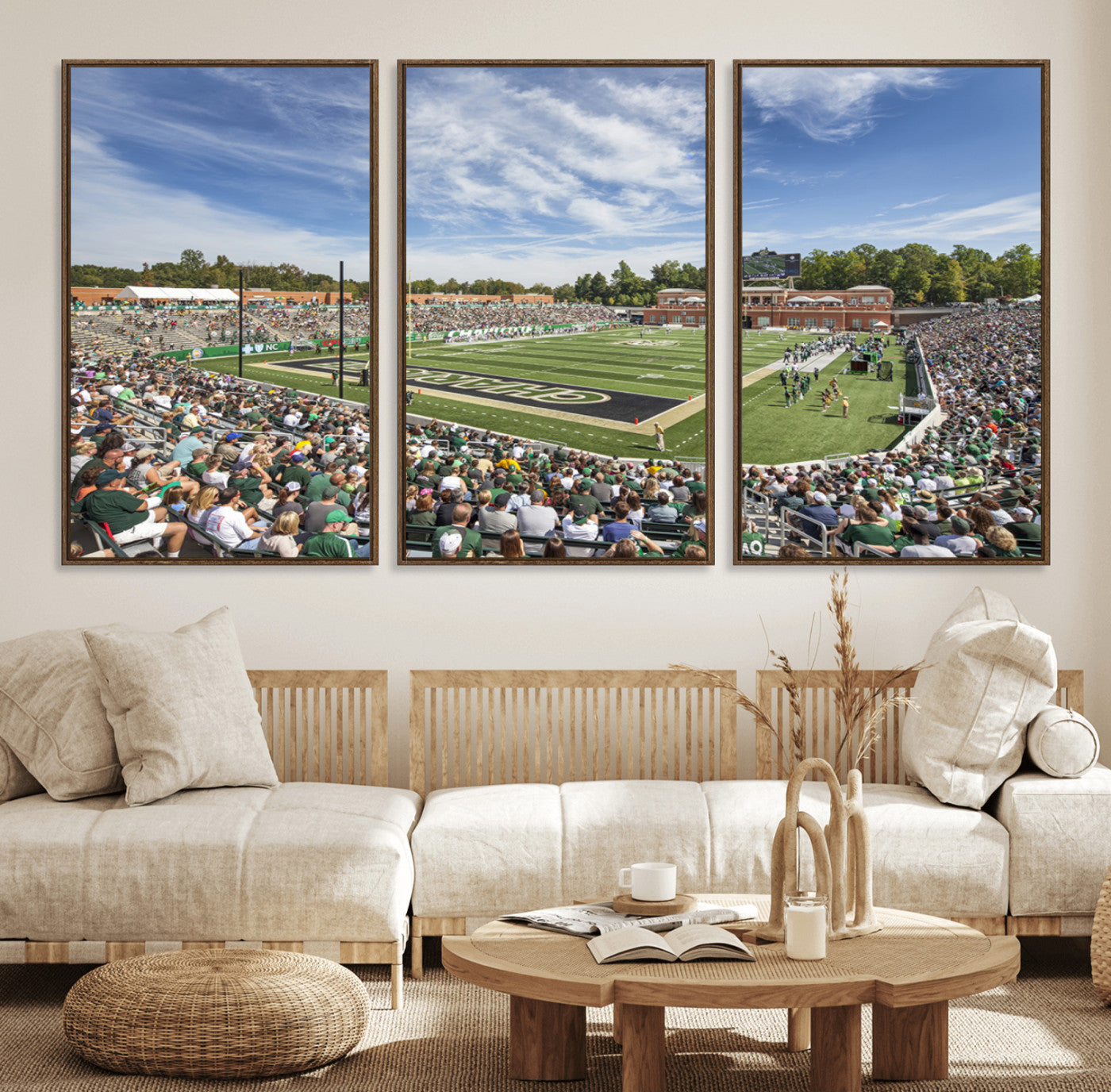 67799-MGV-FC-60X30-3P_Walnut-University of Charlotte 49ers Football Team Print - Charlotte Jerry Richardson Stadium Canvas Print