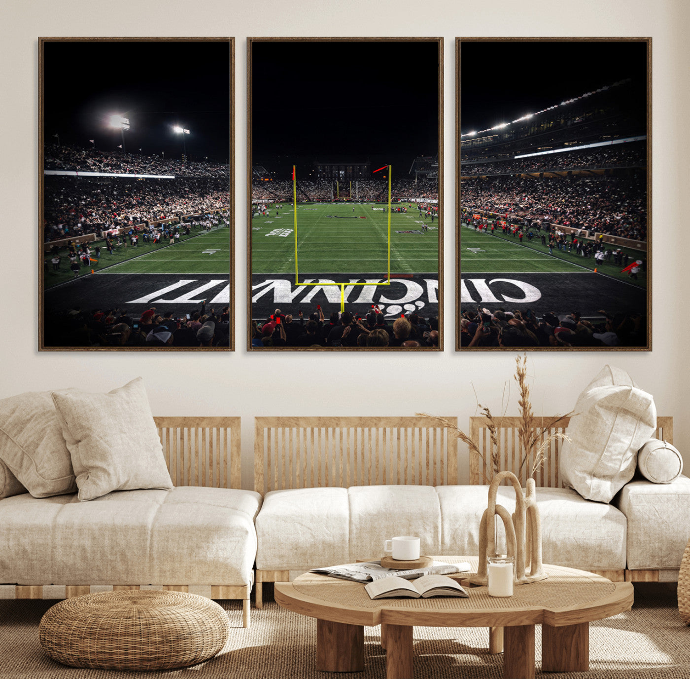 28212-MGV-FC-60X30-3P_Walnut-Cincinnati Bearcats Football Team Print - Nippert Stadium Wall Art Canvas Print