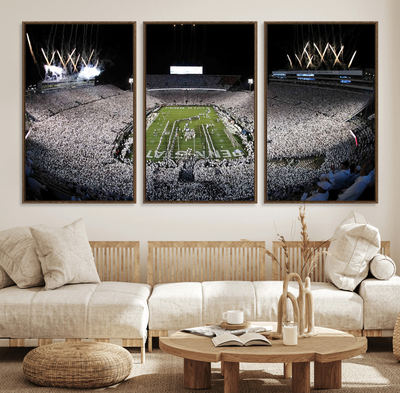 84537-MGV-FC-60X30-3P_Walnut-Penn State Beaver Stadium Canvas Wall Art - Nittany Lions Football Print