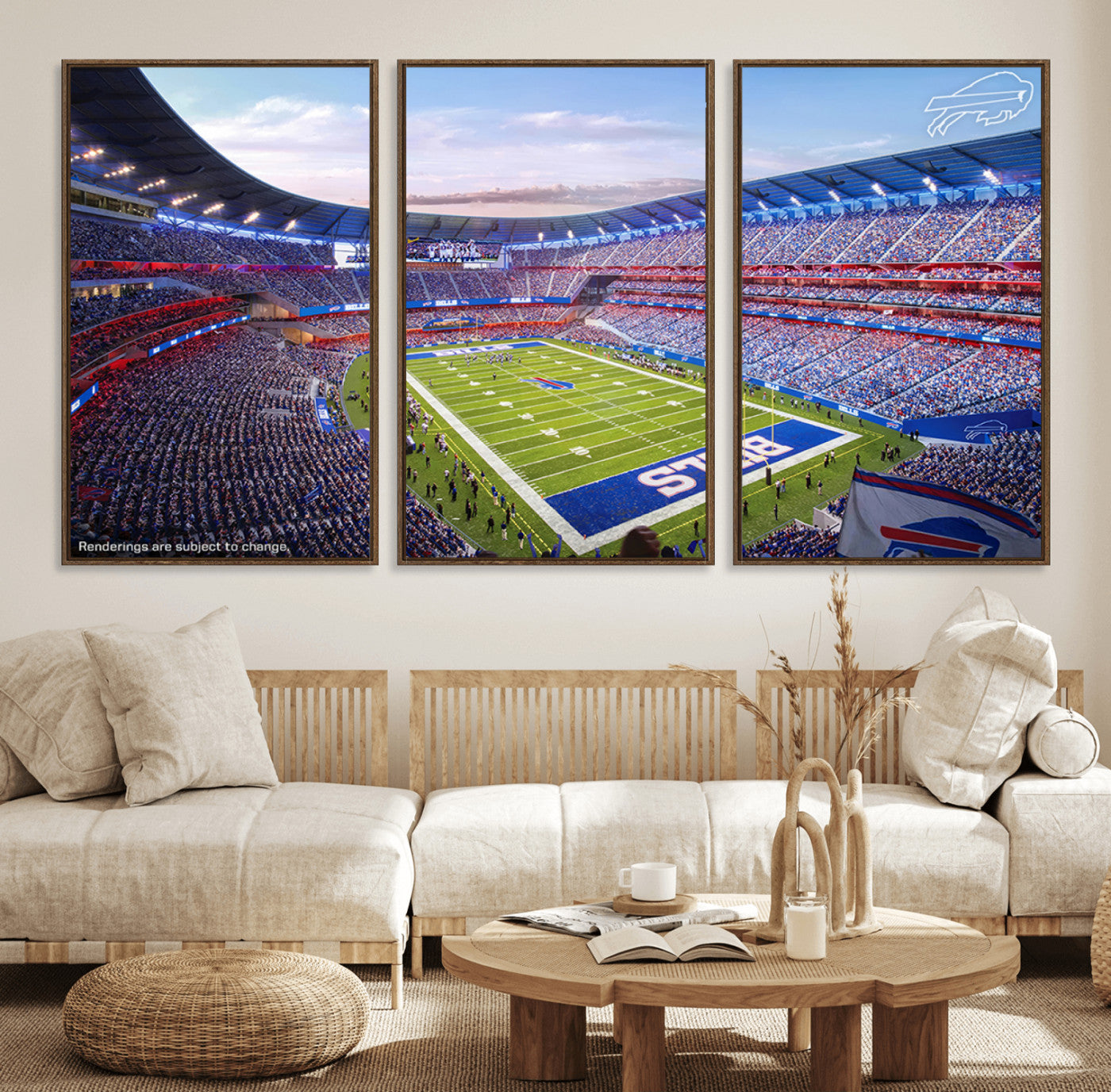 57873-MGV-FC-60X30-3P_Walnut-Buffalo Bills Football Team Print Canvas - Buffalo Highmark Stadium Wall Art Canvas Print