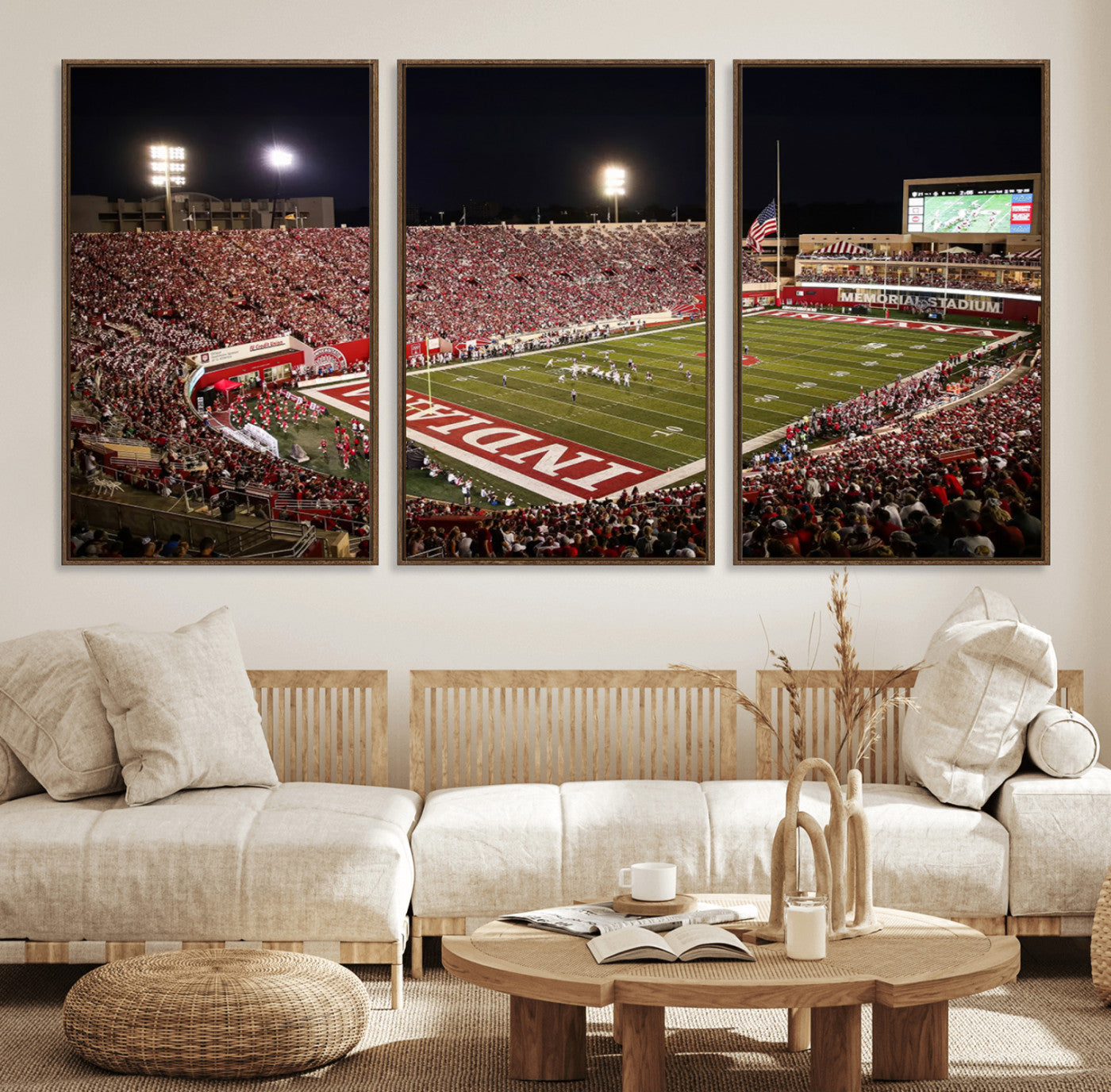 82748-MGV-FC-60X30-3P_Walnut-Indiana University Hoosiers Football Team Print Canvas