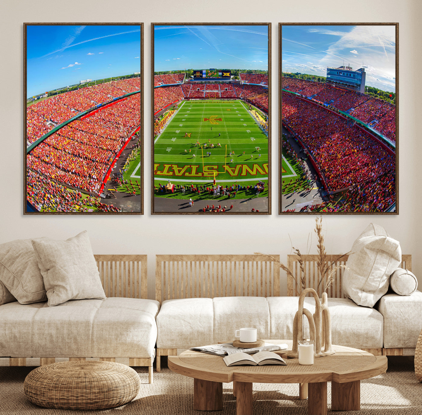 36706-MGV-FC-60X30-3P_Walnut-Iowa State University Cyclones Football Team Print - Ames Jack Trice Stadium Art Canvas Print