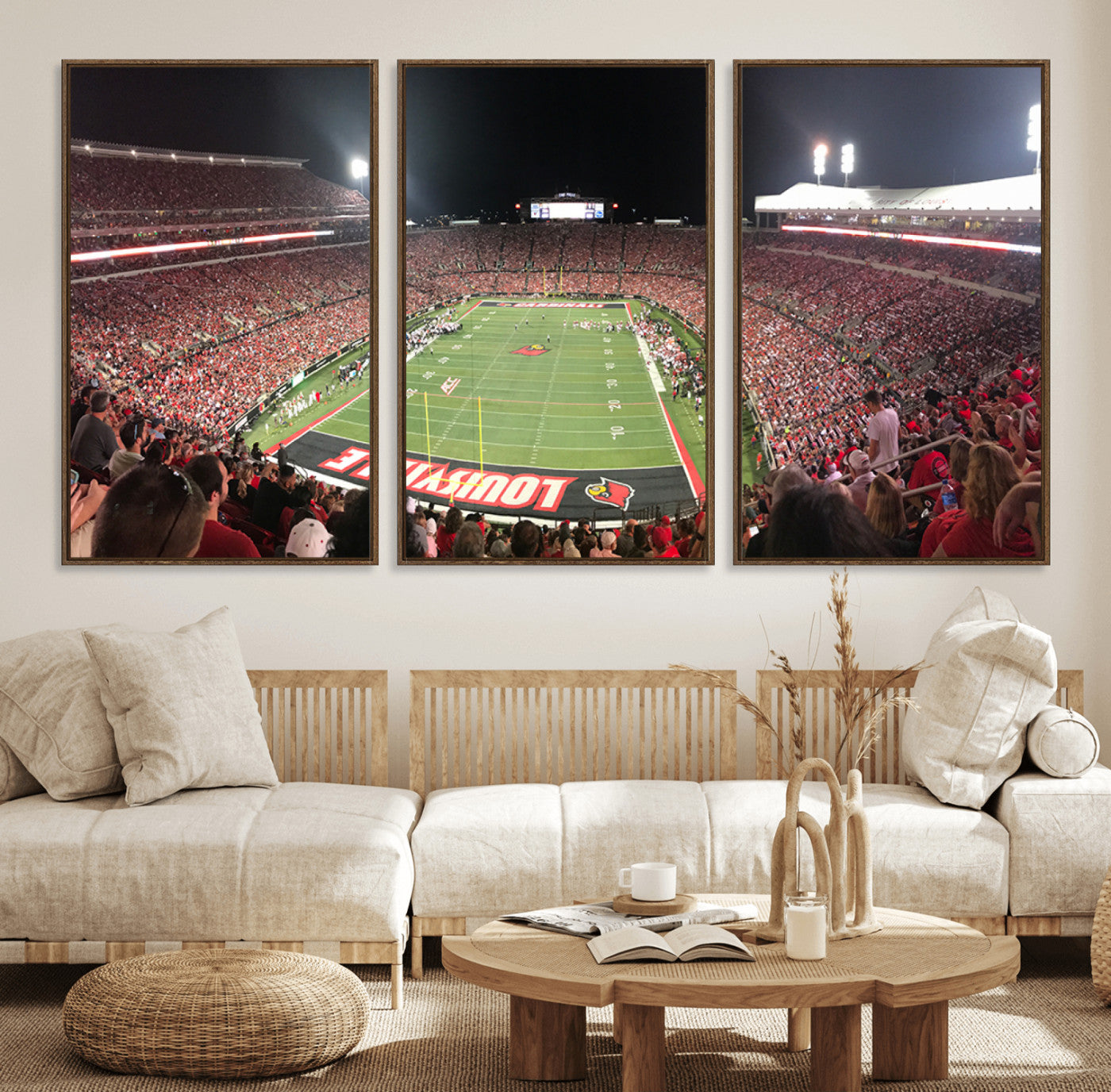 51251-MGV-FC-60X30-3P_Walnut-University of Louisville Cardinals Football Team Print - Louisville Cardinal Stadium Wall Art Canvas