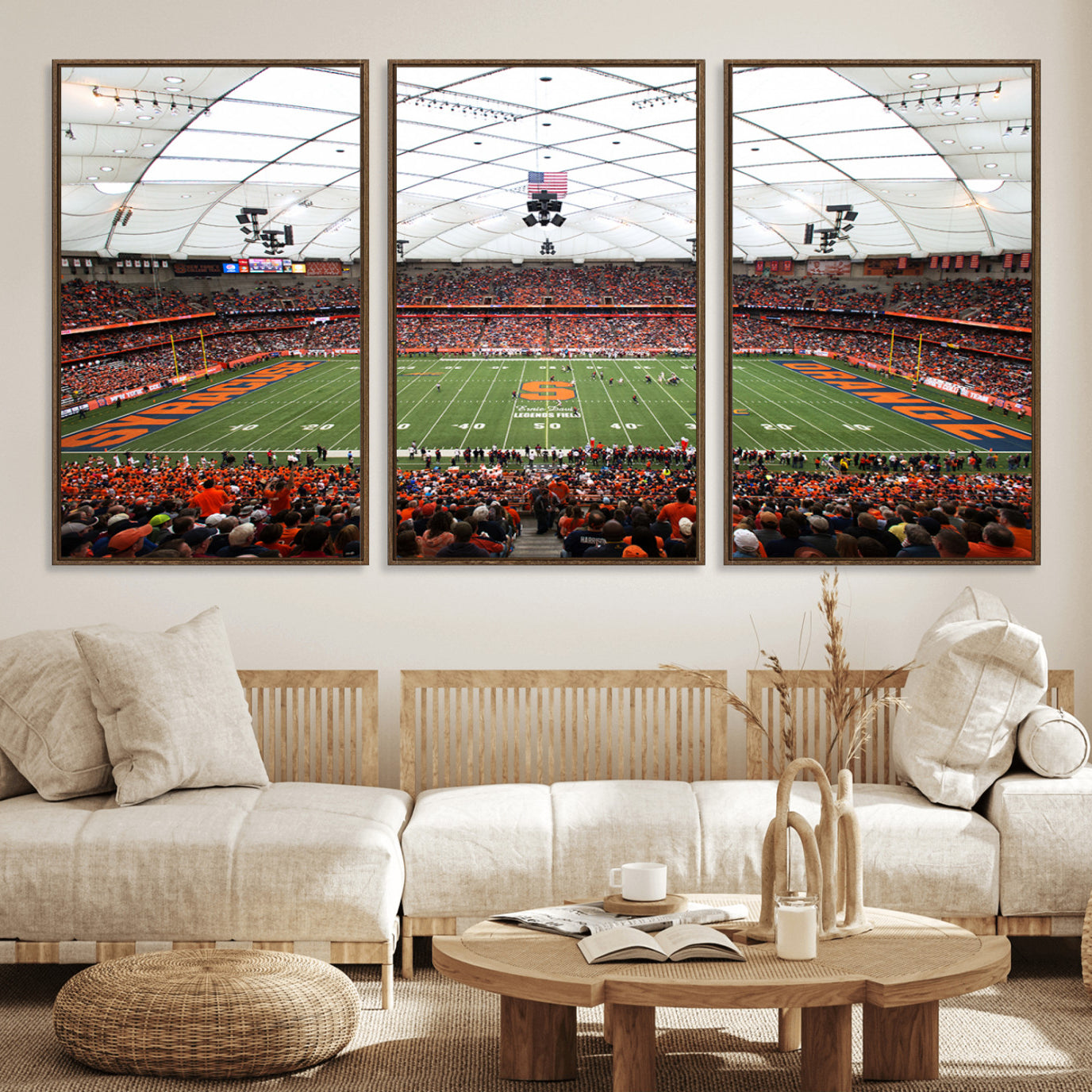 78104-MGV-FC-60X30-3P_Walnut-Syracuse University Orange Football Team Print - Syracuse JMA Wireless Dome Wall Art Canvas Print