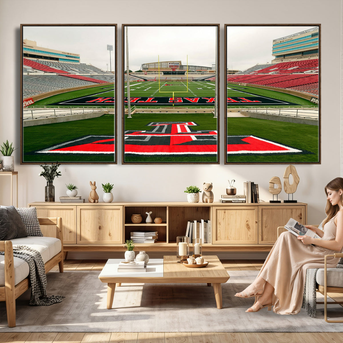43169-PAN-FL-20X10 - Texas Tech Red Raiders Football Team Print - Lubbock Jones AT&T Stadium Wall Art Canvas Print
