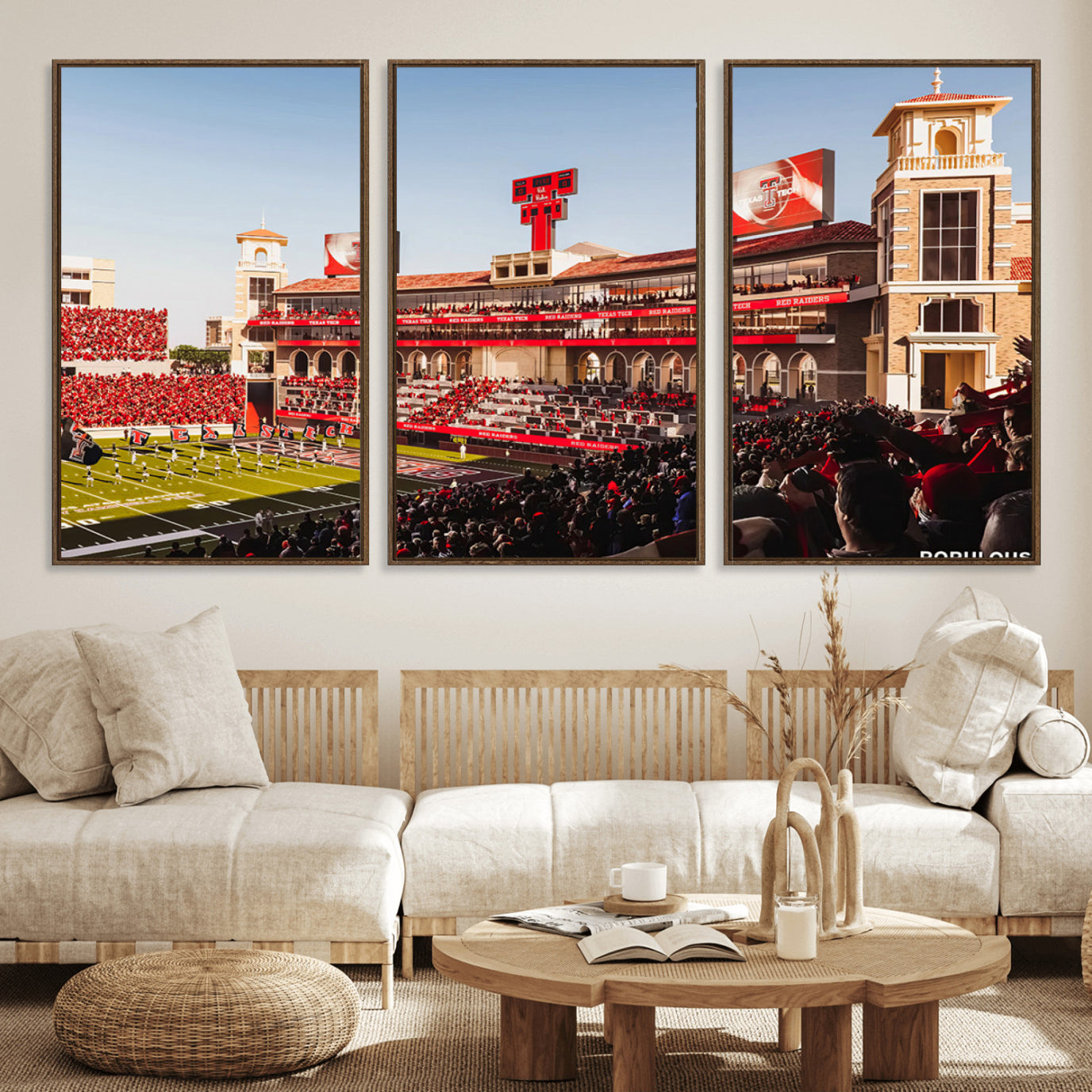 89744-MGV-FC-60X30-3P_Walnut-Jones AT&T Stadium Texas Tech Red Raiders Wall Art | Large Att Stadium Canvas Print | College