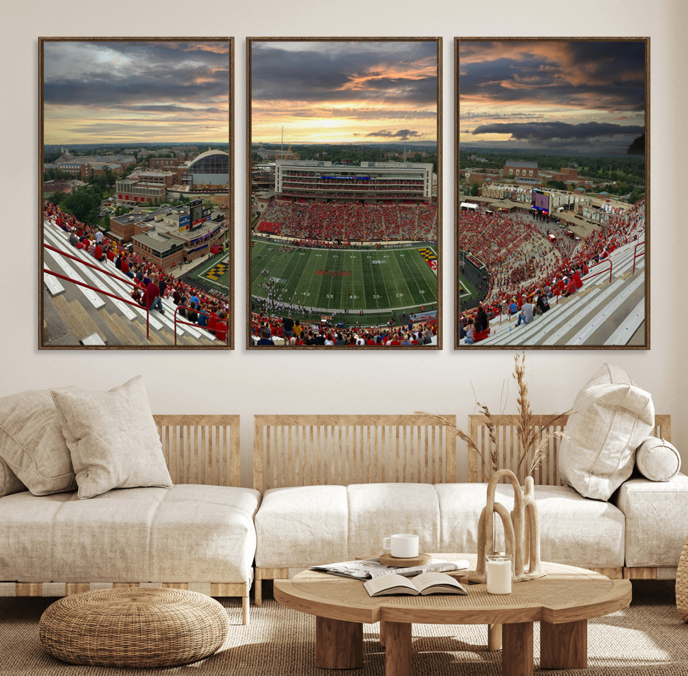 29993-MGV-FC-60X30-3P_Walnut-University of Maryland Terrapins Football Team Print - College Park SECU Stadium Wall Art Canvas