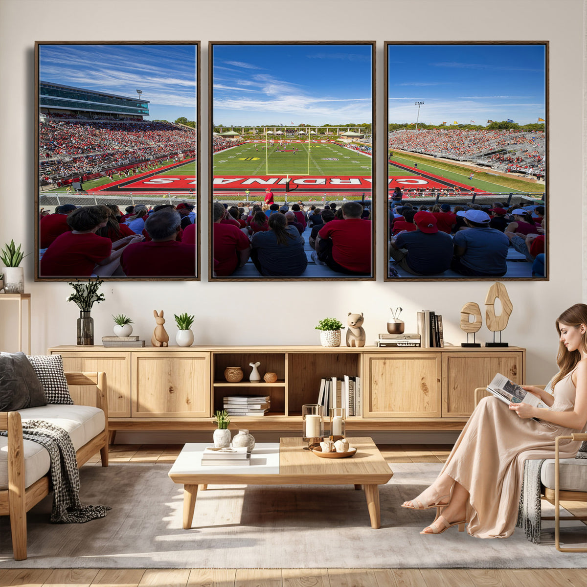 71475-PAN-FL-20X10 - Ball State Cardinals Football Team Print - Muncie Scheumann Stadium Wall Art Canvas Print