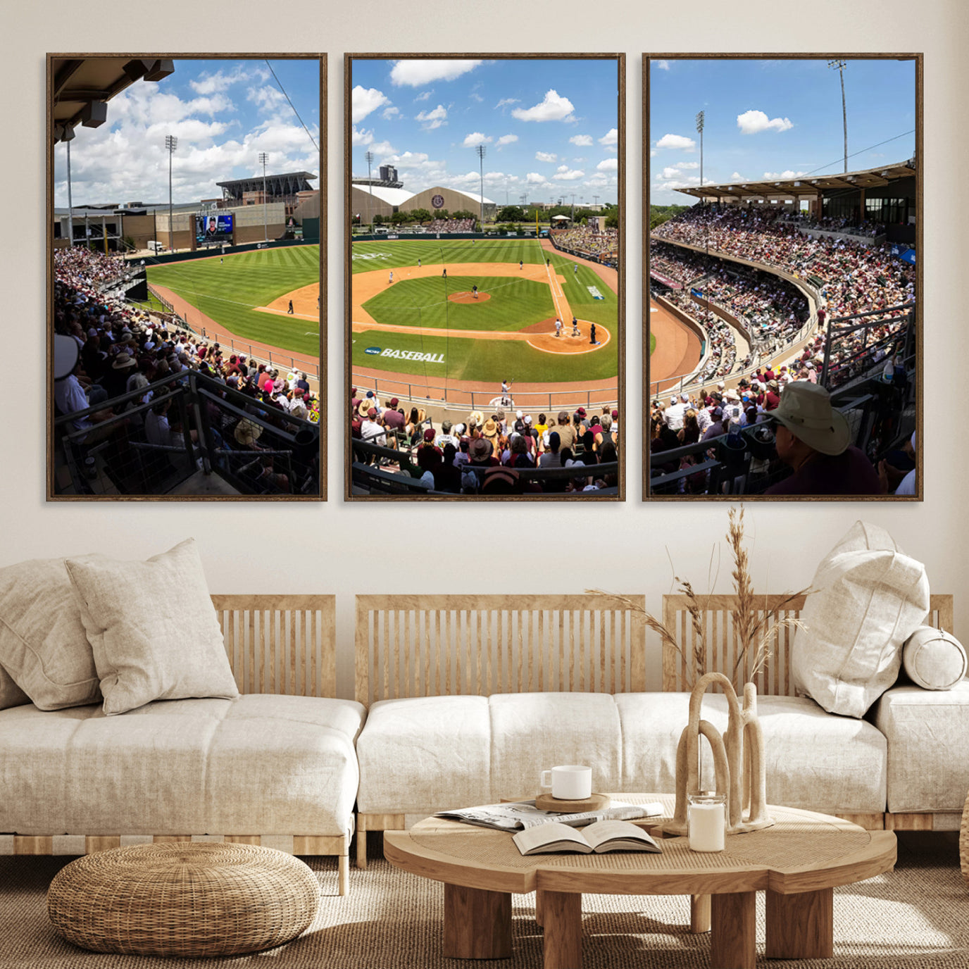 80409-MGV-FC-60X30-3P_Walnut-The Texas A&M University Aggies Athletics Team Print - College Station Kyle Field Wall Art Canvas