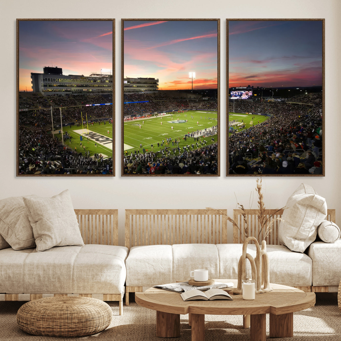 64416-MGV-FC-60X30-3P_Walnut-The University of Connecticut UCONN Huskies Football Team Print - East Hartford Pratt & Whitney