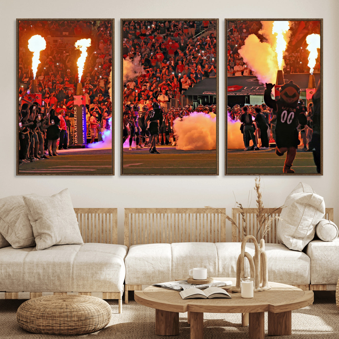 98664-MGV-FC-60X30-3P_Walnut-The University of Texas at San Antonio Roadrunners Football Team Print - San Antonio Alamodome Wall
