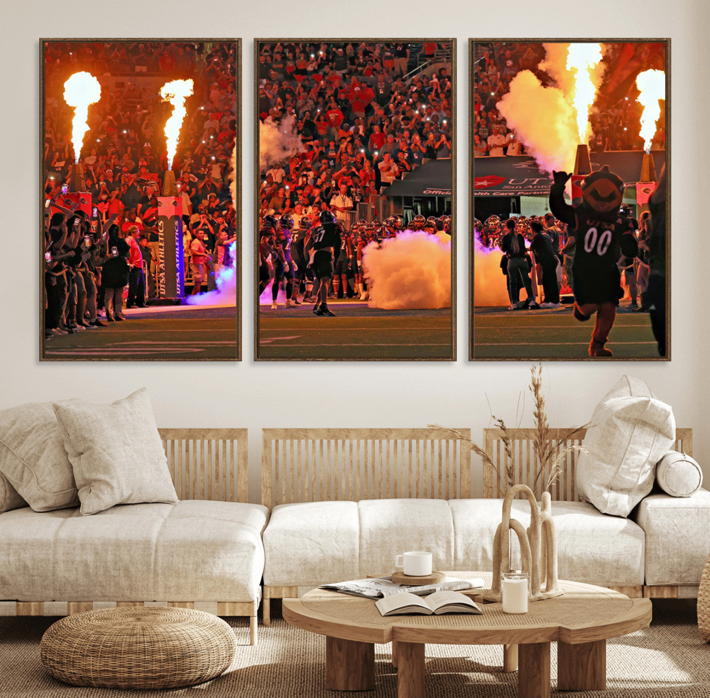 98664-MGV-FC-60X30-3P_Walnut-The University of Texas at San Antonio Roadrunners Football Team Print - San Antonio Alamodome Wall