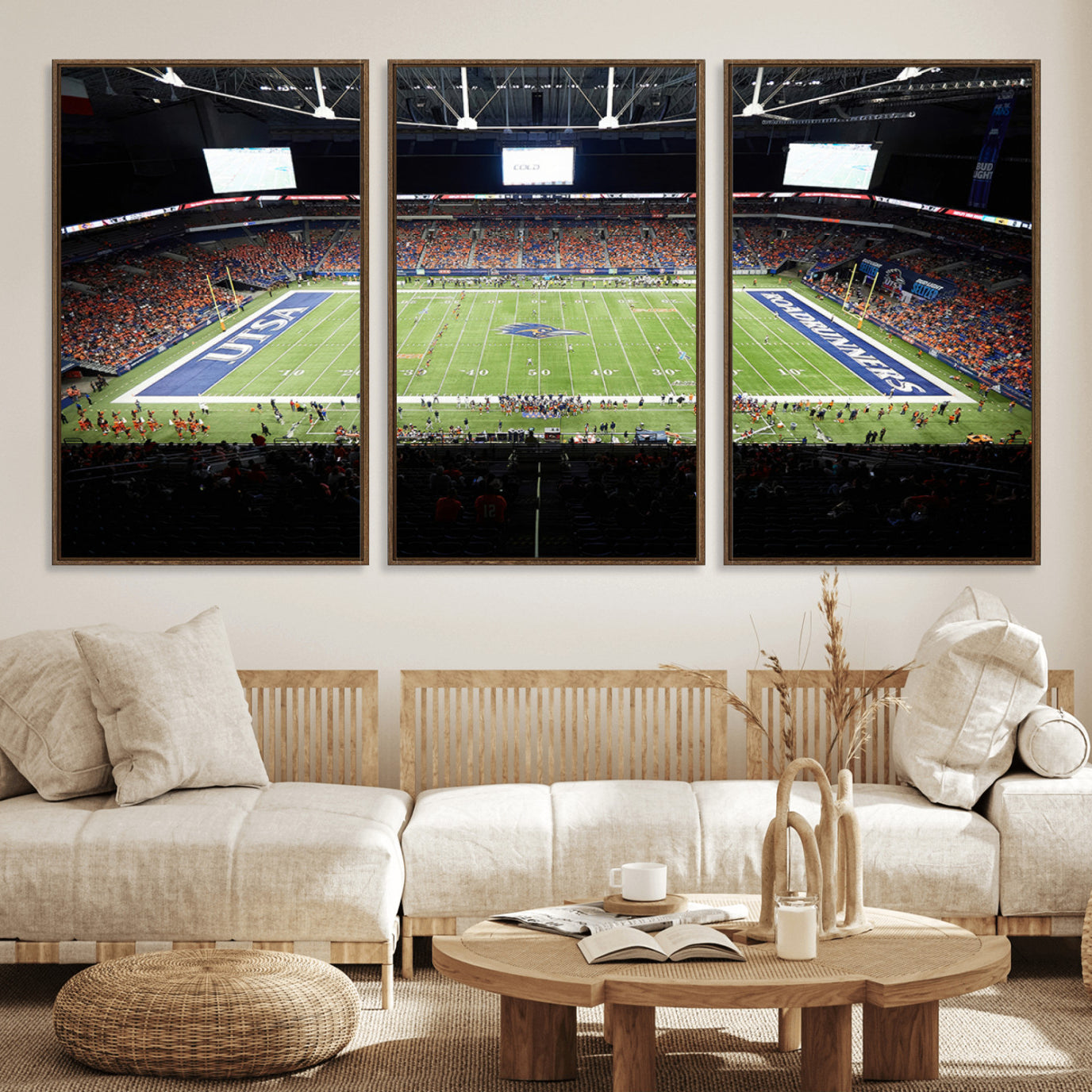 98617-MGV-FC-60X30-3P_Walnut-The University of Texas at San Antonio Roadrunners Football Team Print - San Antonio Alamodome Wall