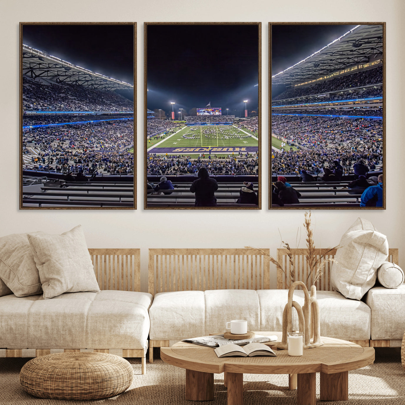 85780-MGV-CV-36X24-The University of Washington Huskies Football Team Print - Seattle Husky Stadium Wall Art Canvas