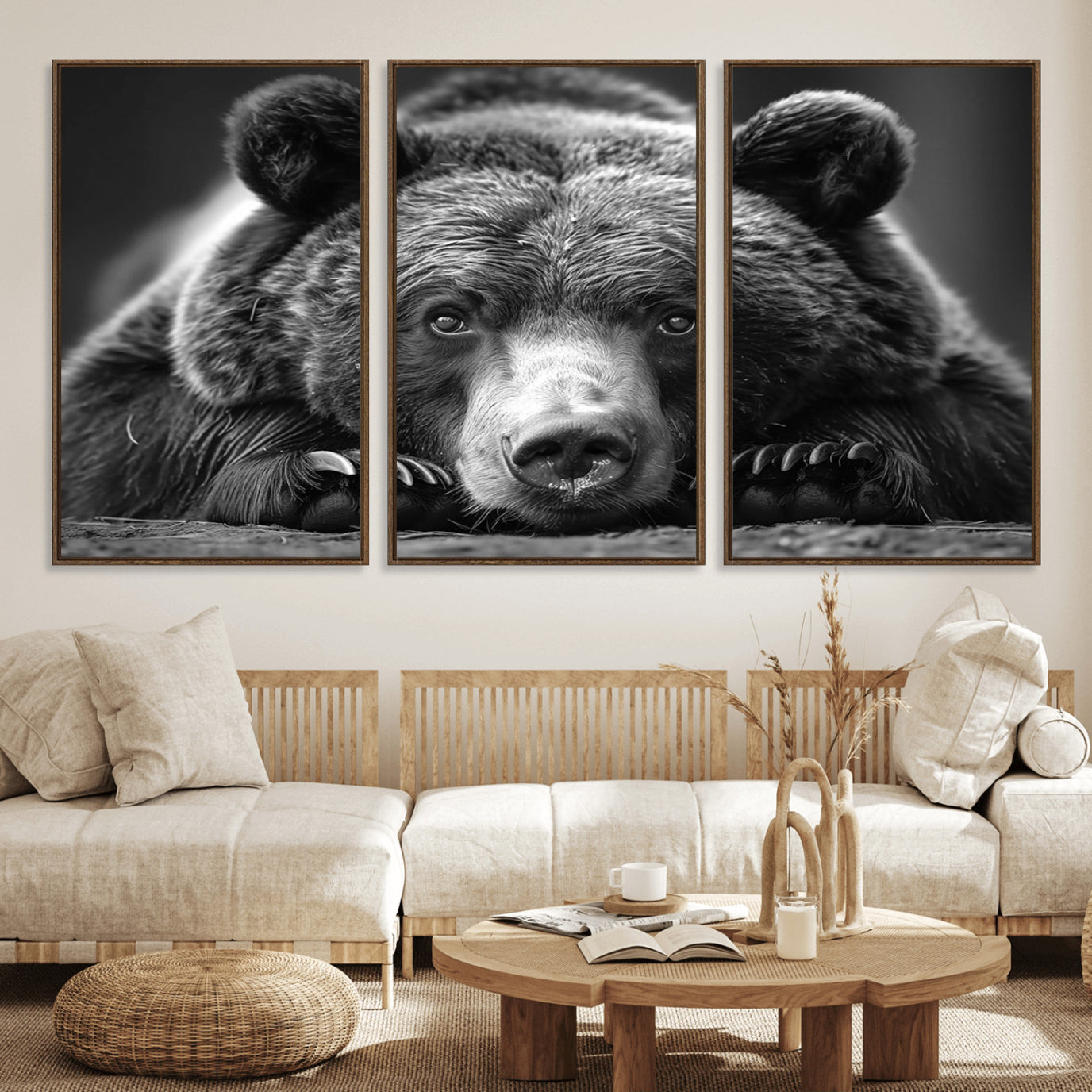 -Resting Grizzly 399 Bear Canvas Print | Ready to Hang Wall Art | Rustic Cabin & Farmhouse Decor |