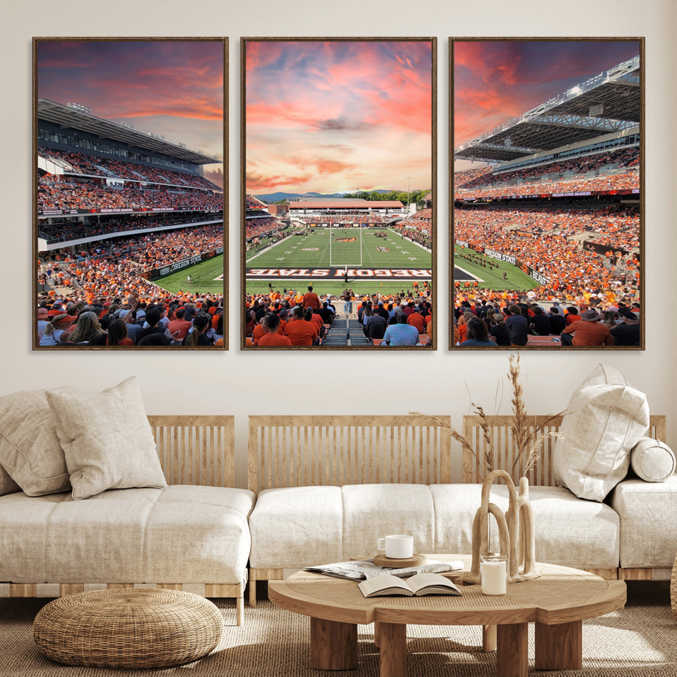 -Oregon State Beavers Football Team Print - Corvallis Reser Stadium Wall Art Canvas Print