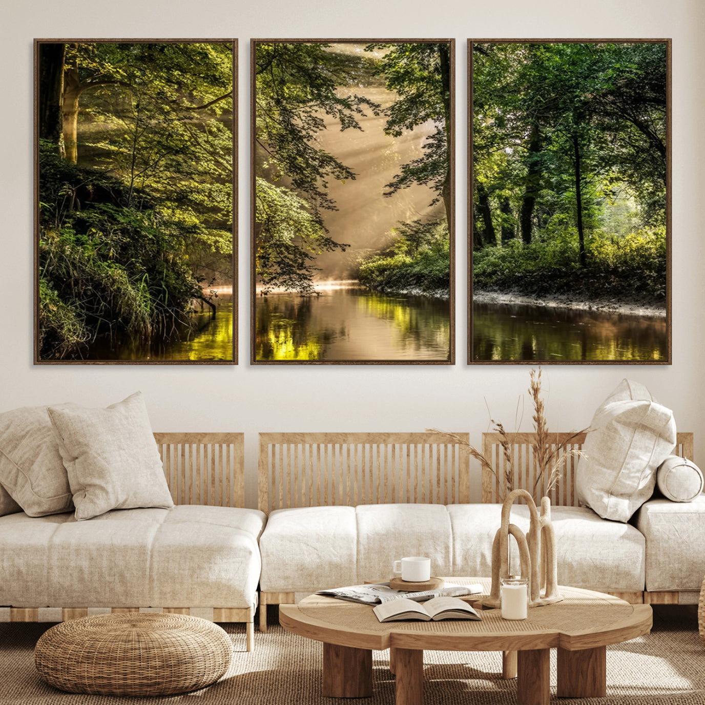 87687-MGV-FC-60X30-3P_Walnut-Forest Wall Art Print | River Landscape Wall Art | Perfect for Farmhouse Wall Decor, Cabin Wall Art