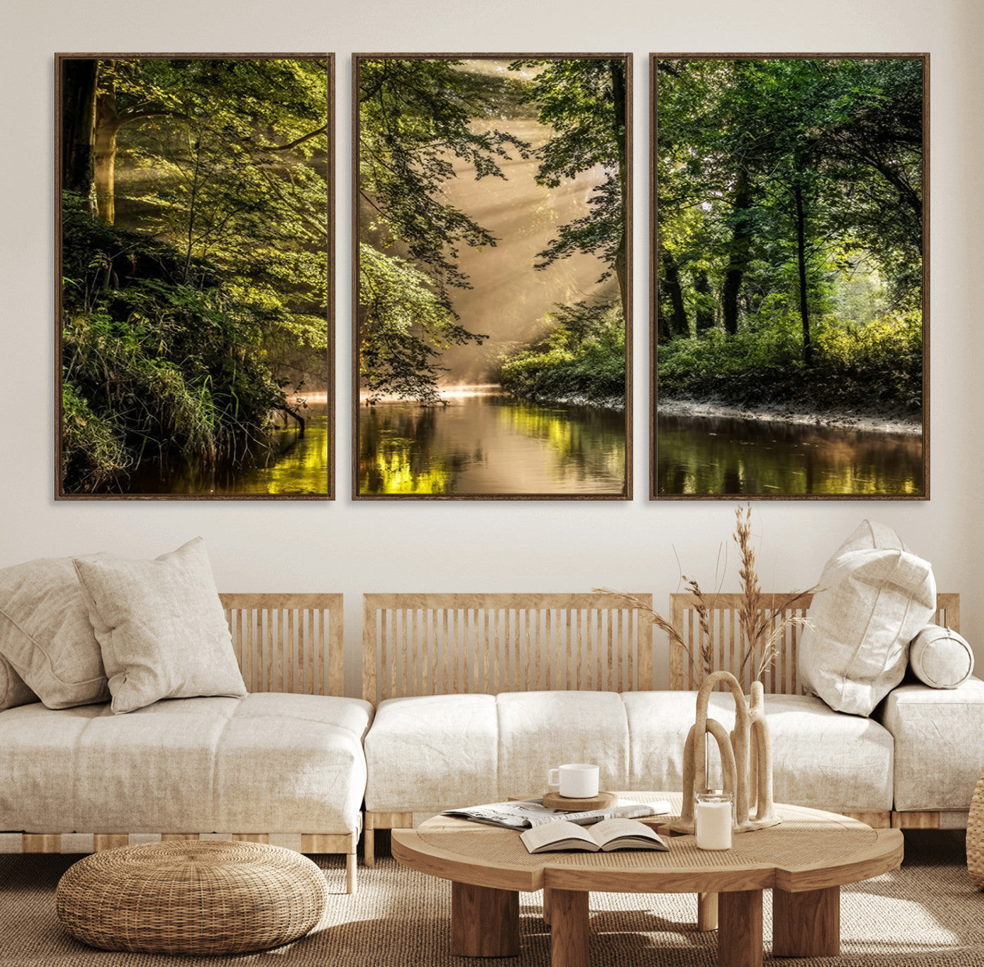 87687-MGV-FC-60X30-3P_Walnut-Forest Wall Art Print | River Landscape Wall Art | Perfect for Farmhouse Wall Decor, Cabin Wall Art