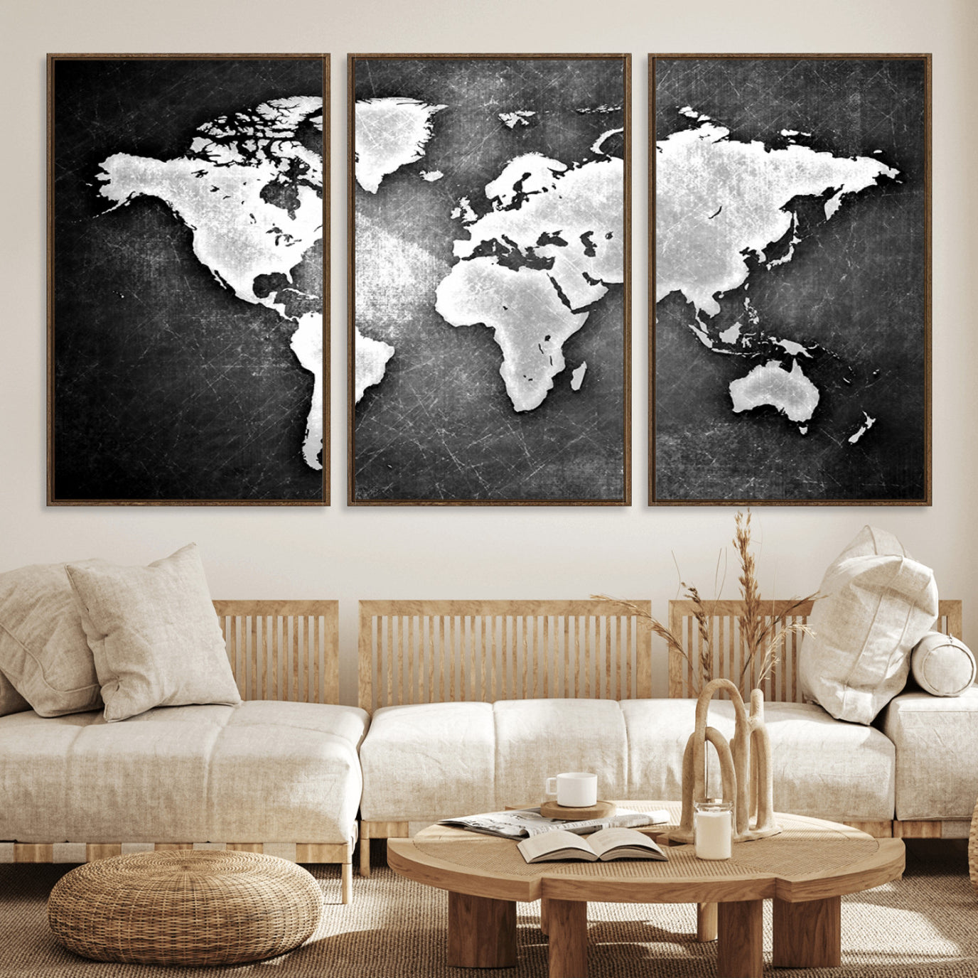 34390-MGV-FC-60X30-3P_Walnut-Push Pin World Map Canvas Print – Travel Tracker Wall Art for Couples, Perfect Anniversary Gift for Home or Office Decor