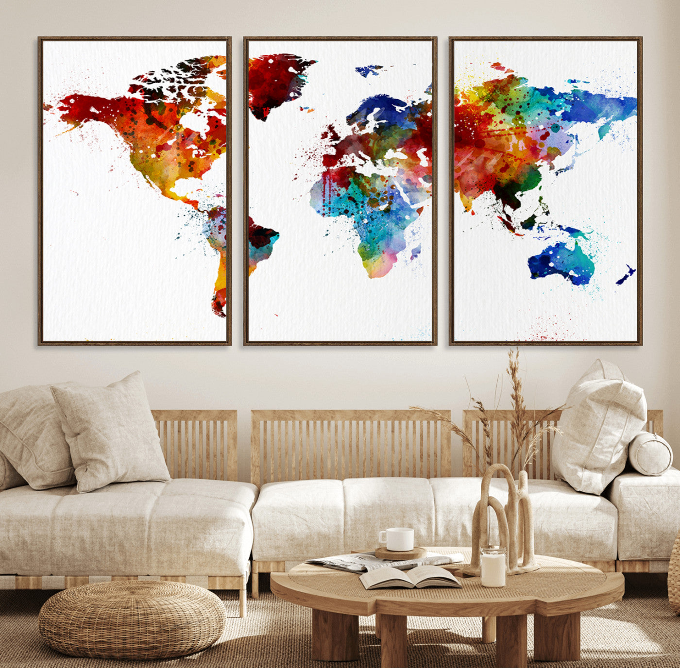 94085-MGV-FC-60X30-3P_Walnut-Push Pin World Map Canvas Print – Travel Tracker Wall Art for Couples, Perfect Anniversary Gift for Home or Office Decor