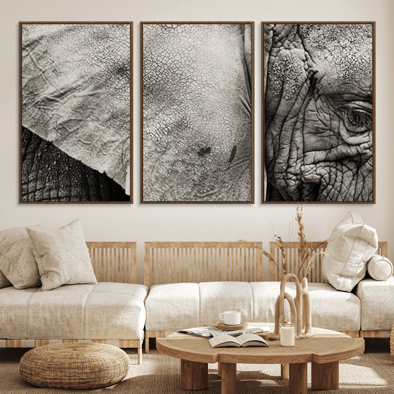 53588-MGV-FC-60X30-3P_Walnut-Elephant Wall Art Canvas Print