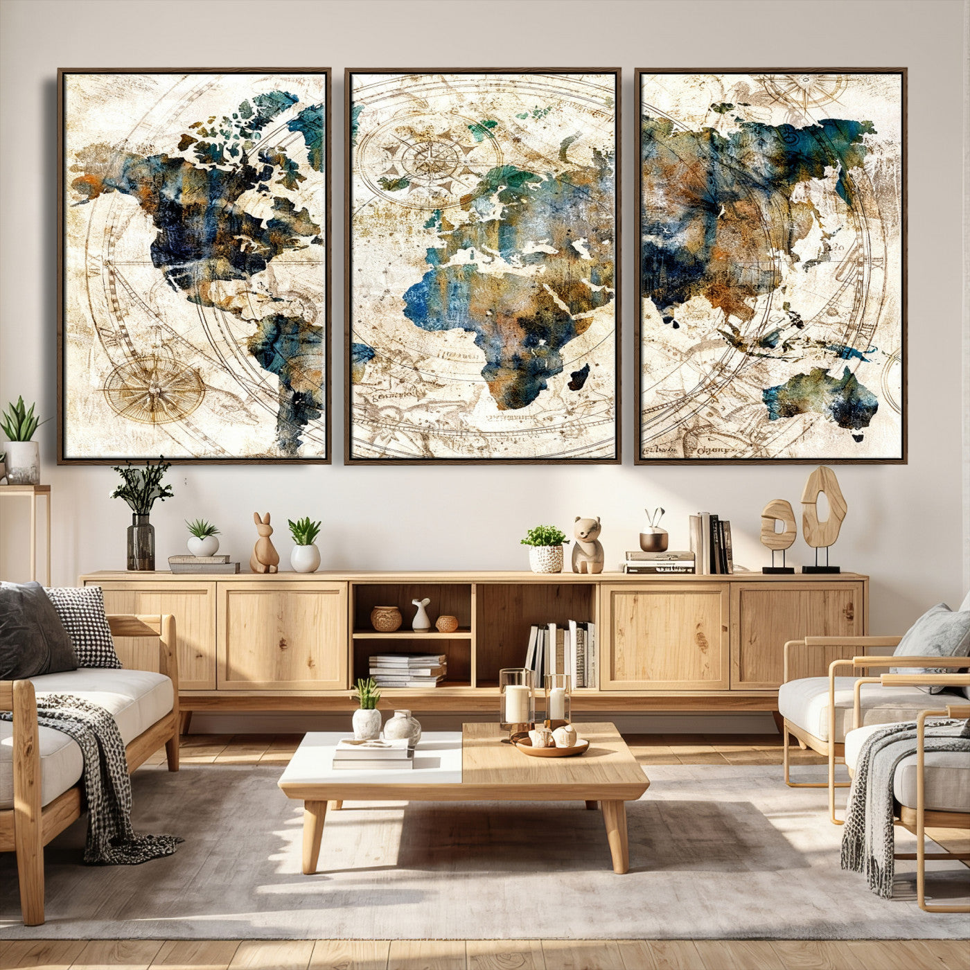 10554-MGV-CV-36X24 - Abstract World Map Art Print Canvas Print