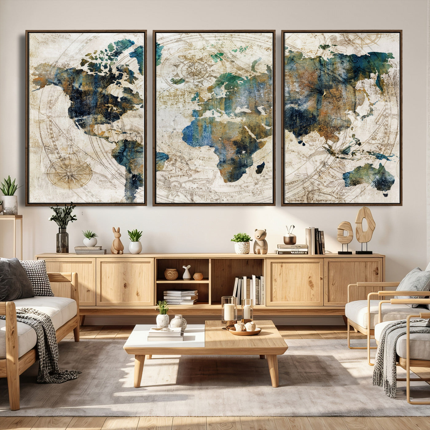 36972-MGV-CV-36X24 - Grunge Abstract World Map Art Print Canvas Print for Office Decor