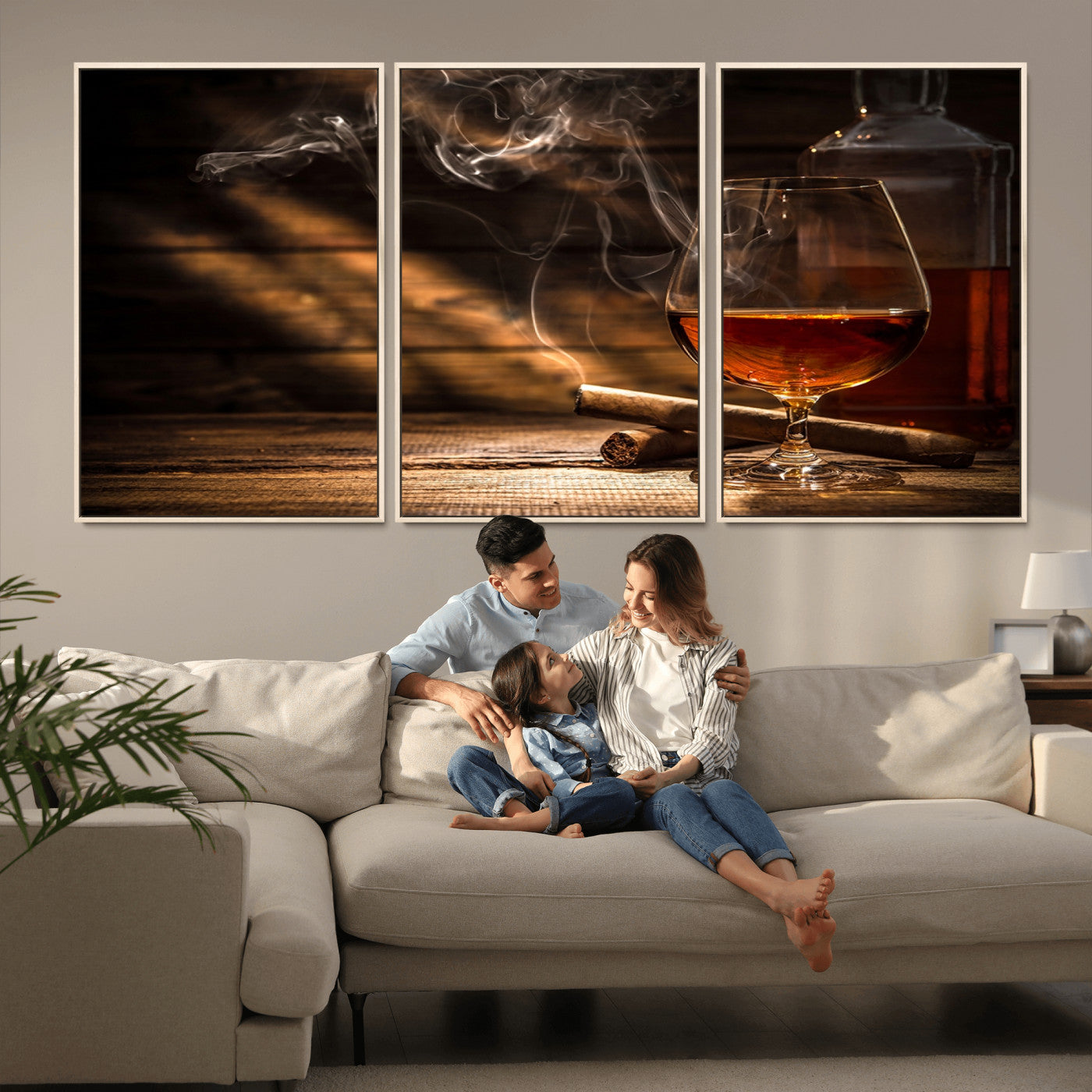 -Whiskey and Cigar Wall Art Canvas Print