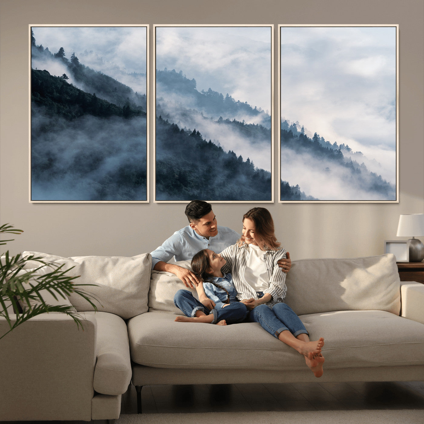 85737-MGV-CV-36X24-Foggy Forest Wall Art Canvas Print – Misty Mountain Landscape Decor – Ready to Hang Nature-Inspired