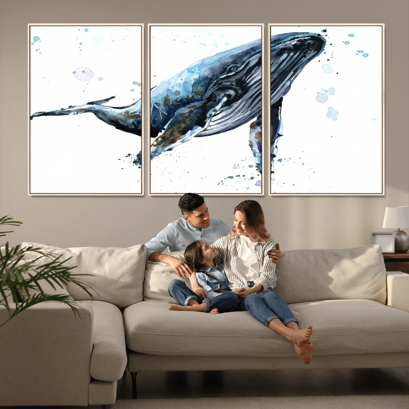 -Watercolor Whale Wall Art Canvas Print