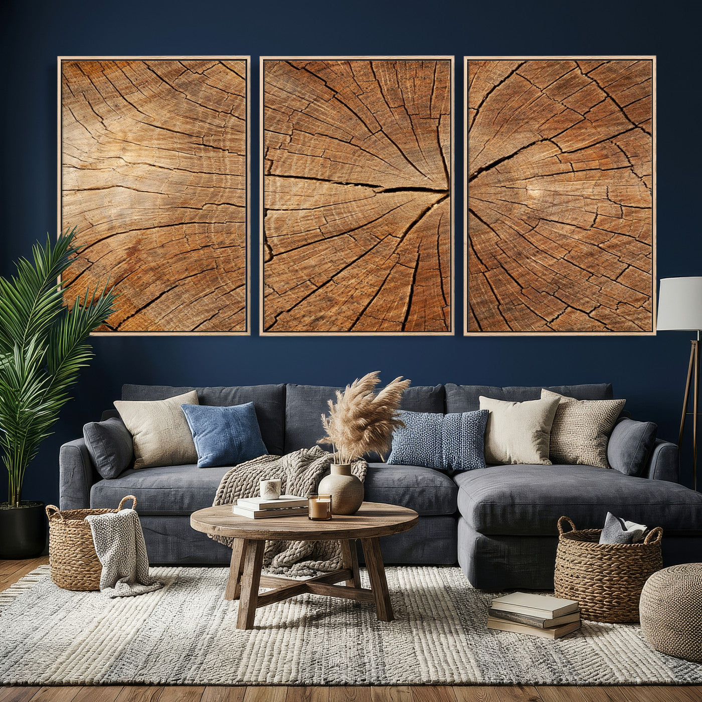 61710-MGV-CV-36X24 - Tree Ring Canvas Art, Rustic Wood Grain Wall Art, Tree Slice Decor for Modern Homes, Giclee