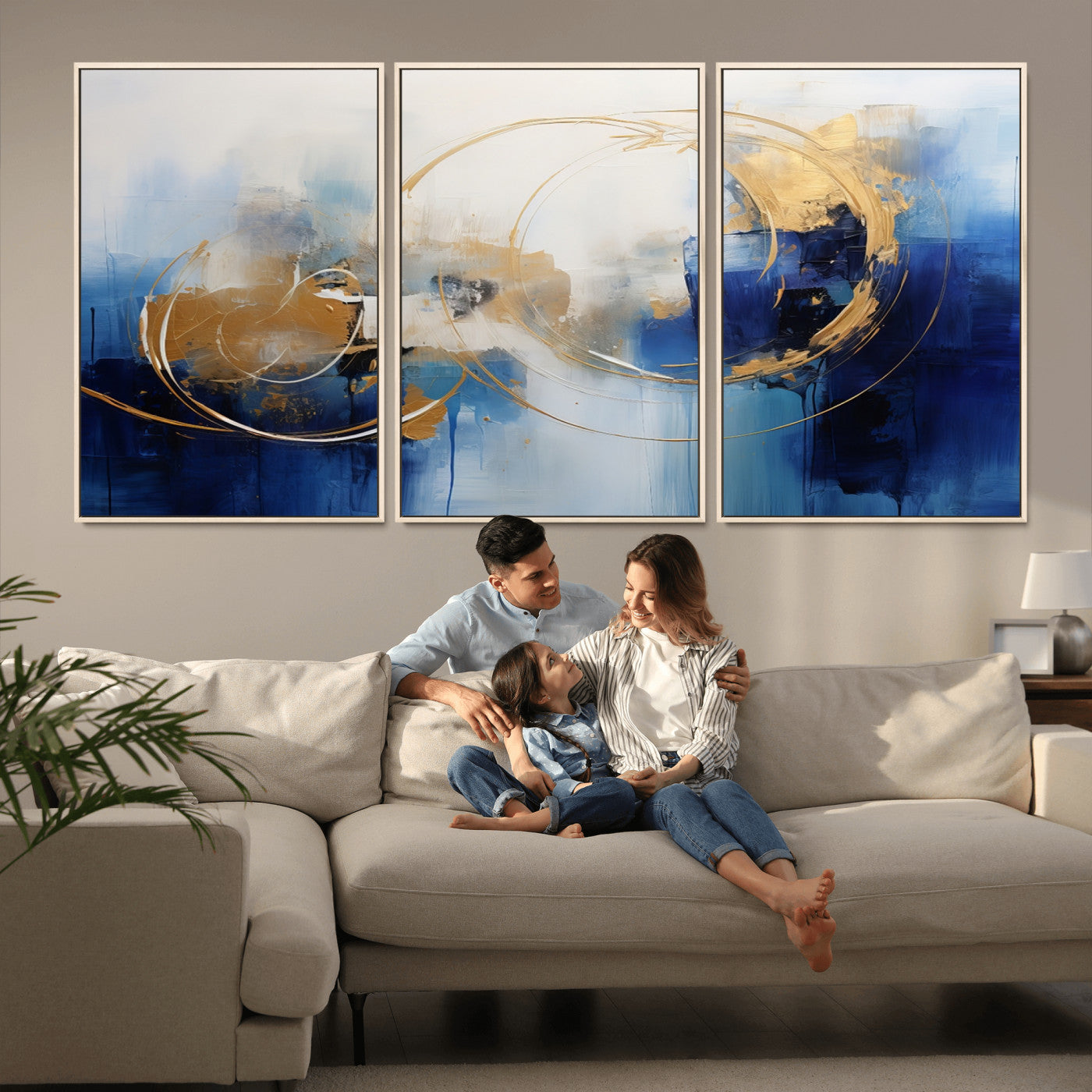 52314-MGV-CV-36X24-Navy Blue Abstract Wall Art Canvas Print