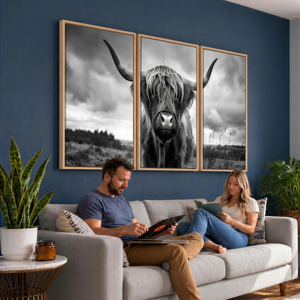 17924-_Poster-30x20 - Scottish Cow Wall Art Canvas Print, Longhorn Wall Art