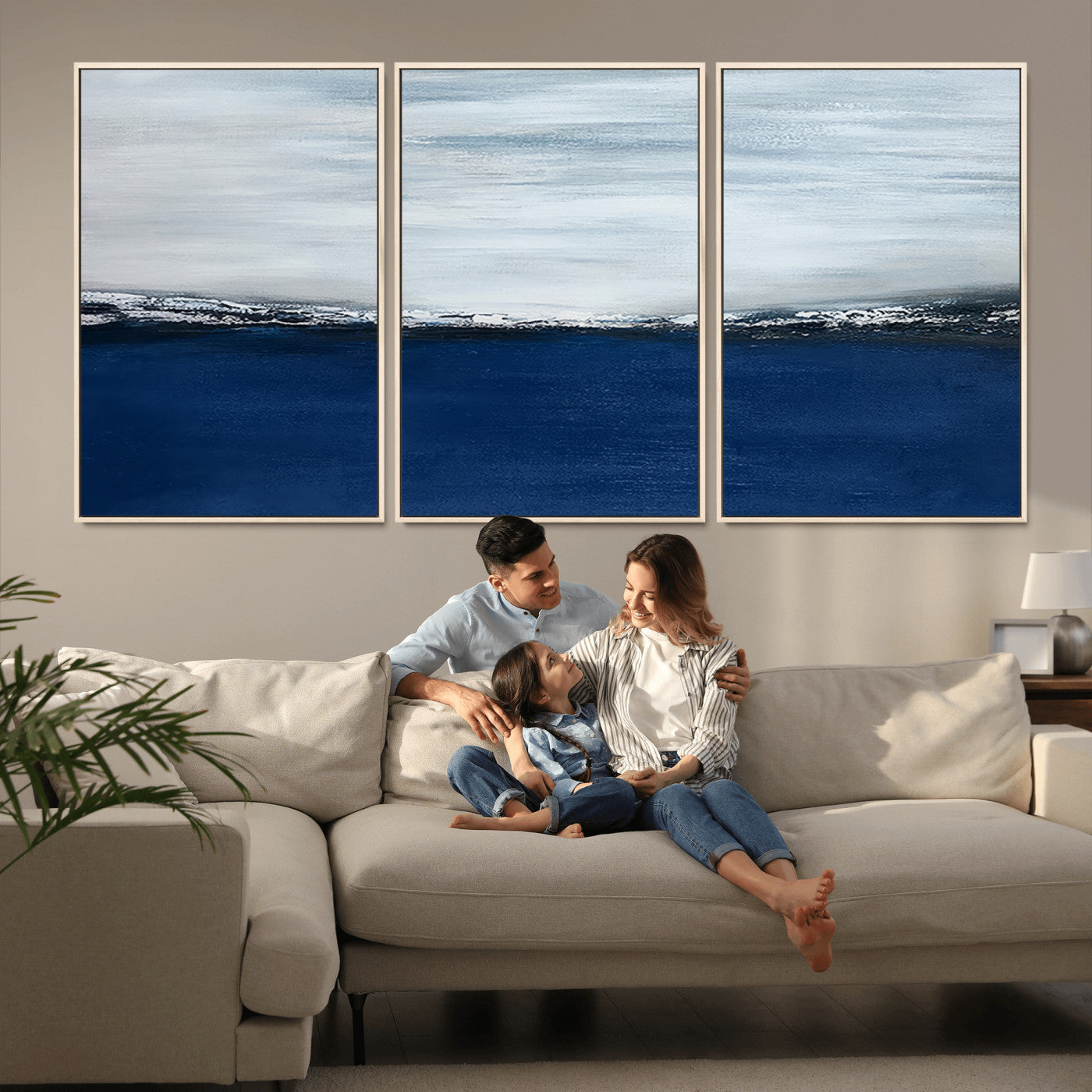 62197-MGV-CV-36X24-Navy Blue Abstract Wall Art Canvas Print