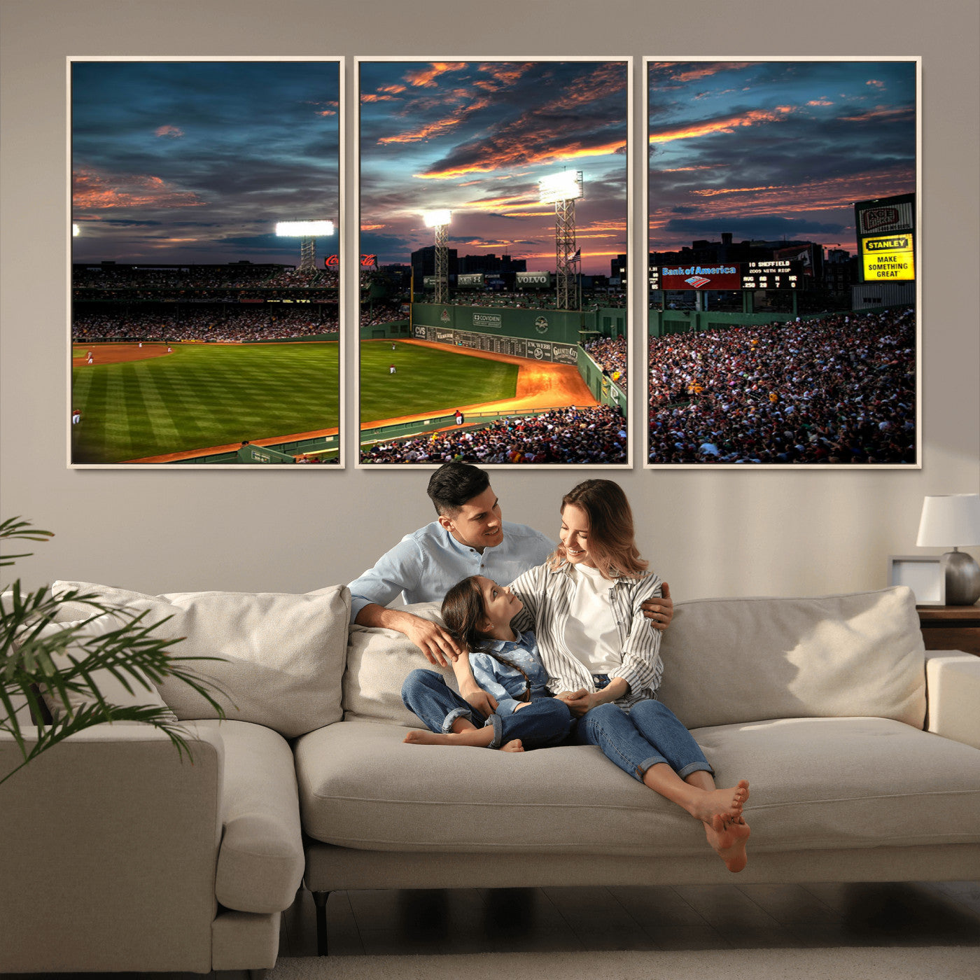 66781-MGV-FC-60X30-3P_Natural-Fenway Park Wall Art Canvas Print | Large Baseball Stadium Canvas Print for Boston Red Sox Fans |