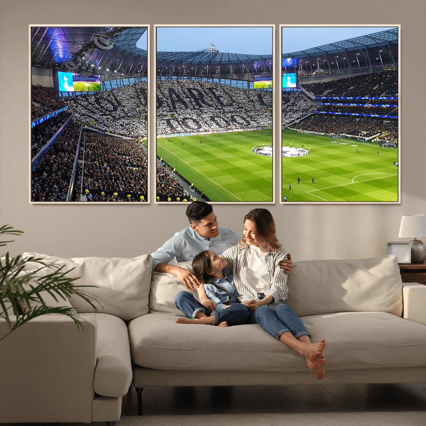 -Tottenham Hotspur Stadium Canvas Print, Match Day Triple Canvas Wall Art - Premier League Football