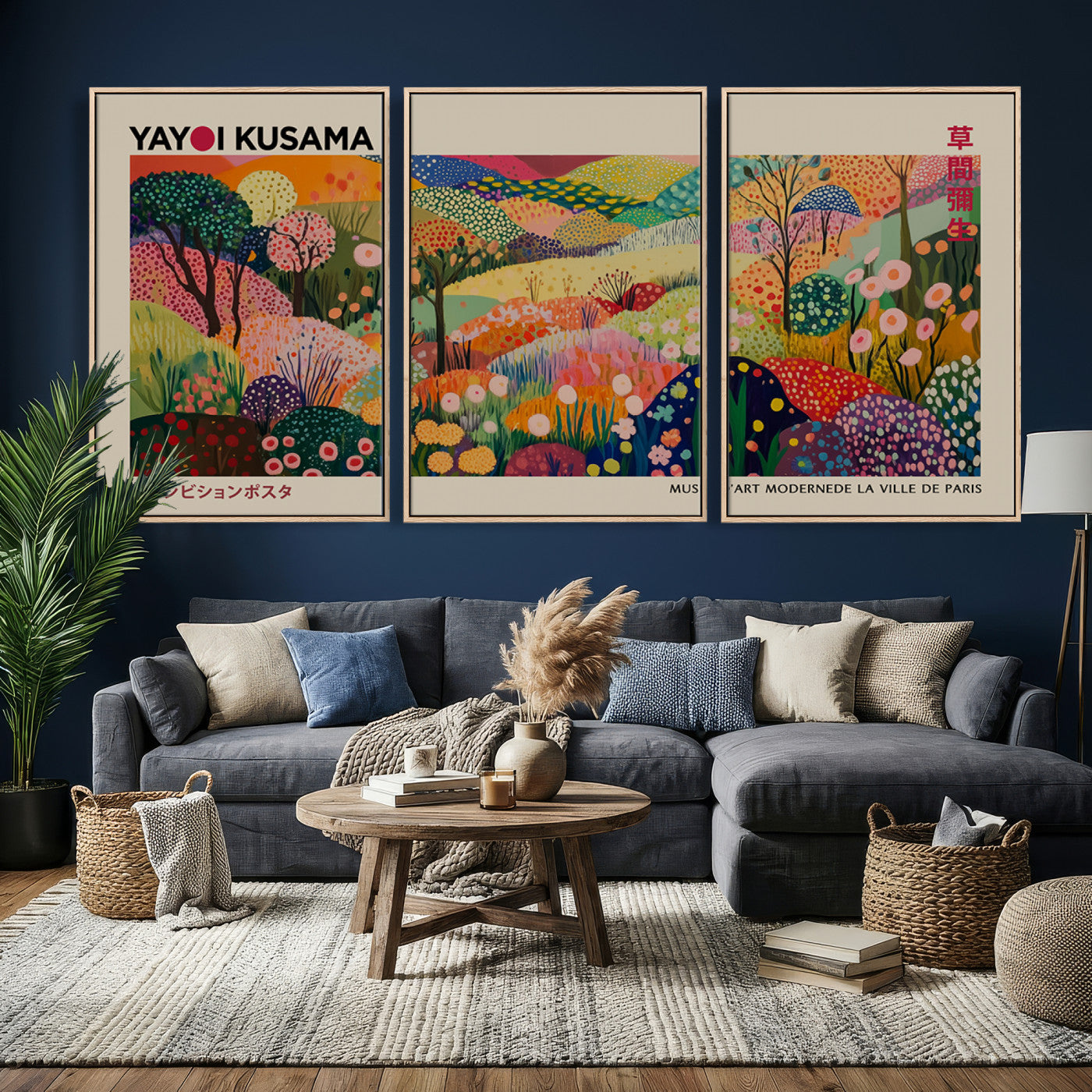 98921-MGV-CV-36X24 - Framed Yayoi Kusama 1986 Wall Art Print – Japanese Wall Art Print, Wabi Sabi Yayoi Kusama Print