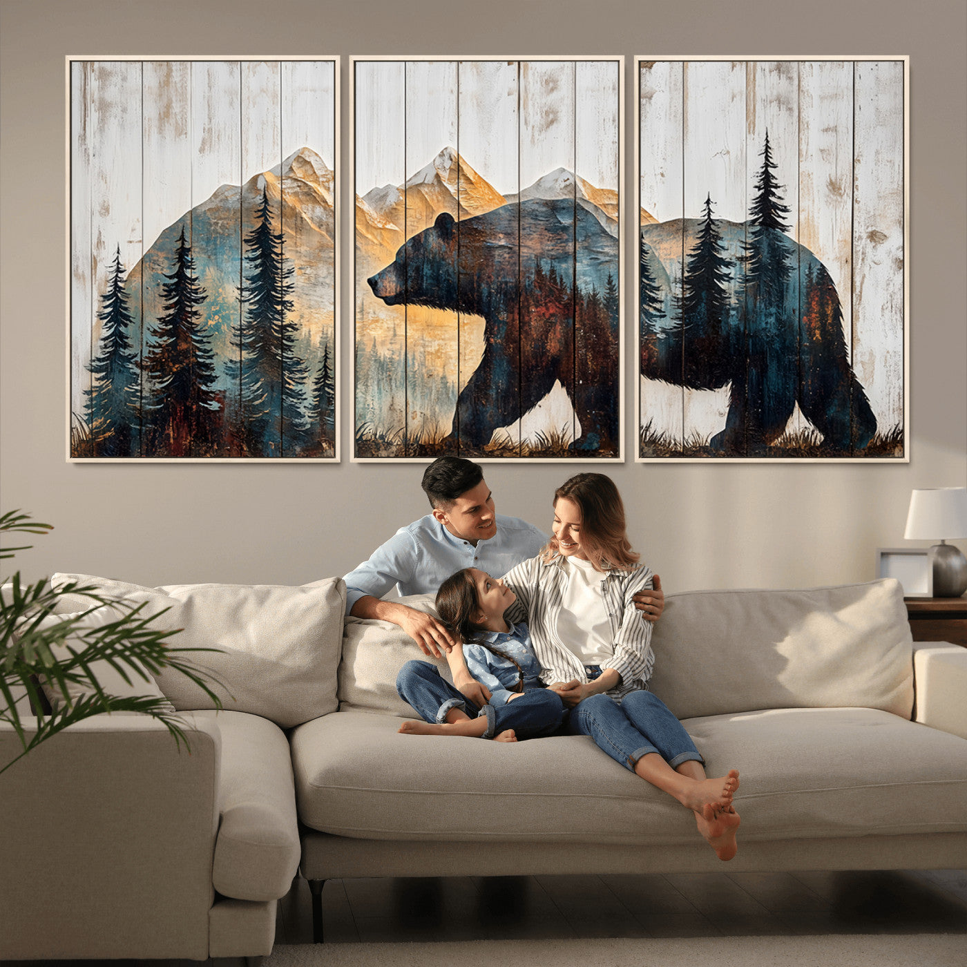 -Rustic Bear Wall Art - Grizzly 399 Bear Wall Art - Mountain Wood Canvas Wall Art - Nature Theme