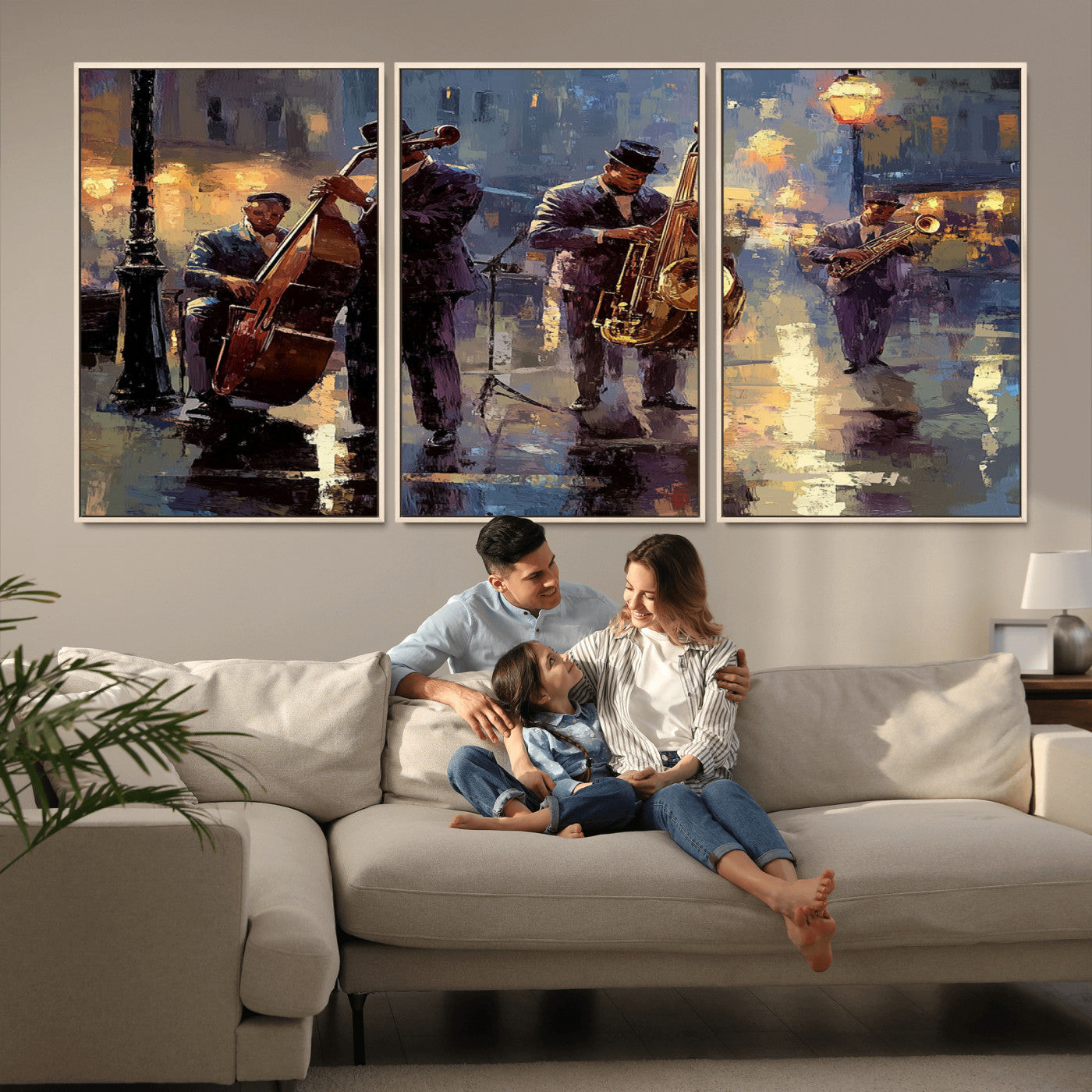 79232-MGV-CV-36X24-Afro Abstract Jazz Music Canvas Print - African American Wall Art - Colorful Framed Afro Abstract