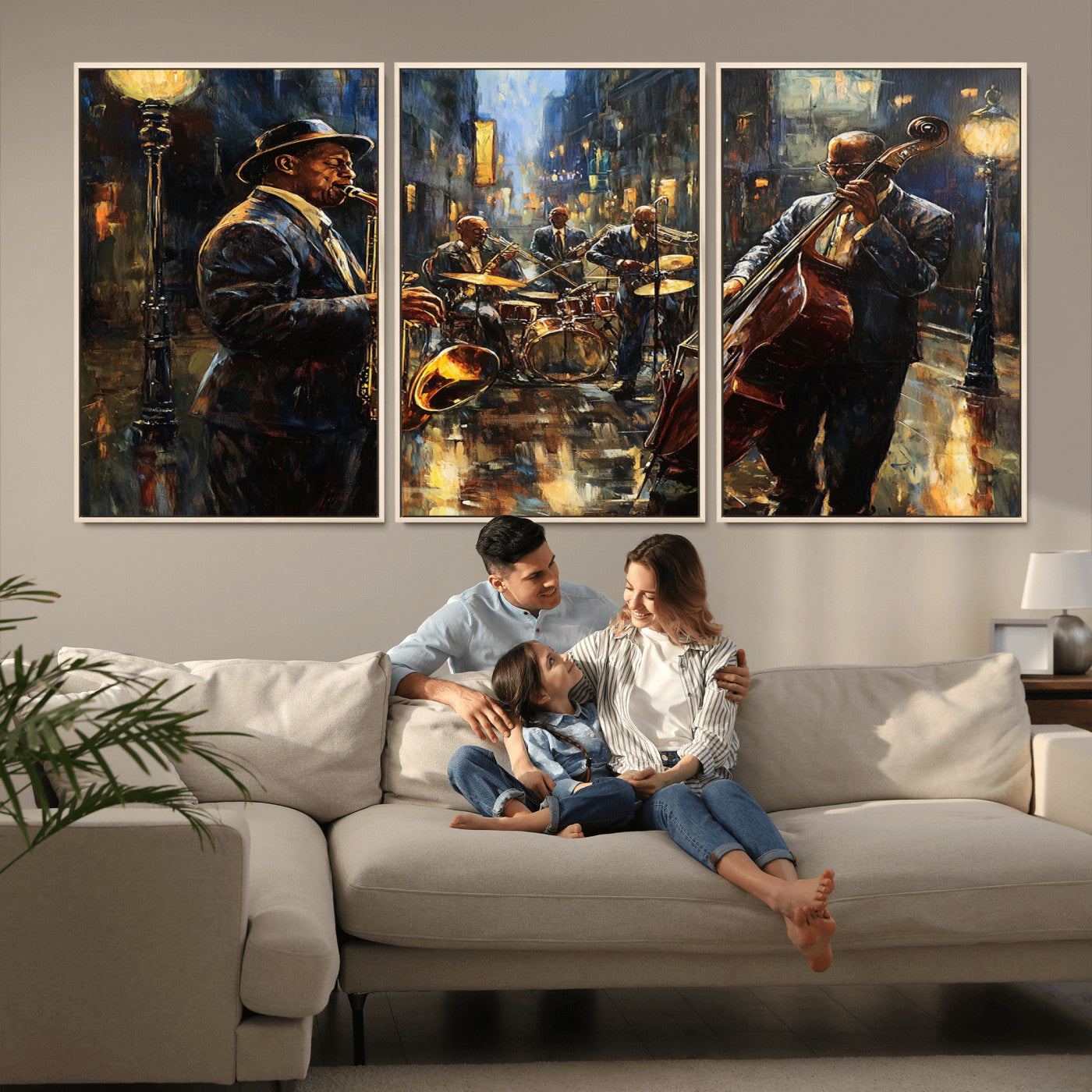 -Jazz Canvas Wall Art Print - Abstract African American Music Art - Framed Posters for Living Room or