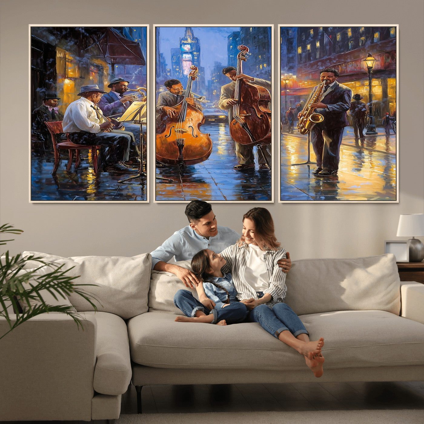 58694-MGV-FC-60X30-3P - Colorful Jazz Wall Art - African American Music Canvas Print - Framed Abstract Music Poster for Home