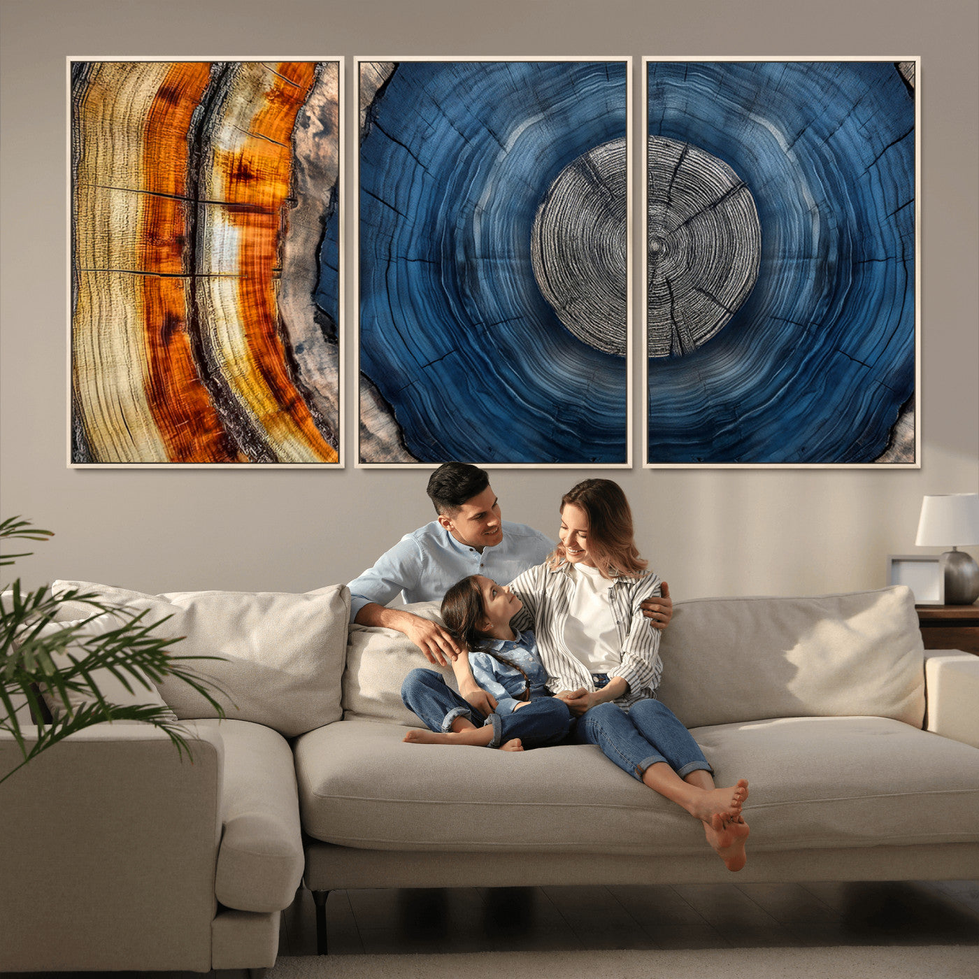 79754215-MGV-CV-36X24-Abstract Tree Rings Wall Art Canvas Print - Wood Grain Rings Artwork Print - Nature Woodland Modern