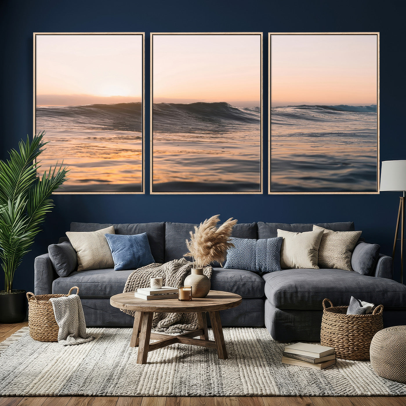 46299358-MGV-CV-36X24 - Golden Sunset Ocean Wall Art – Tranquil Waves & Peaceful Horizon Canvas Print, Soft Light and Evening Glow for Serene Beach, Home or Nature Decor
