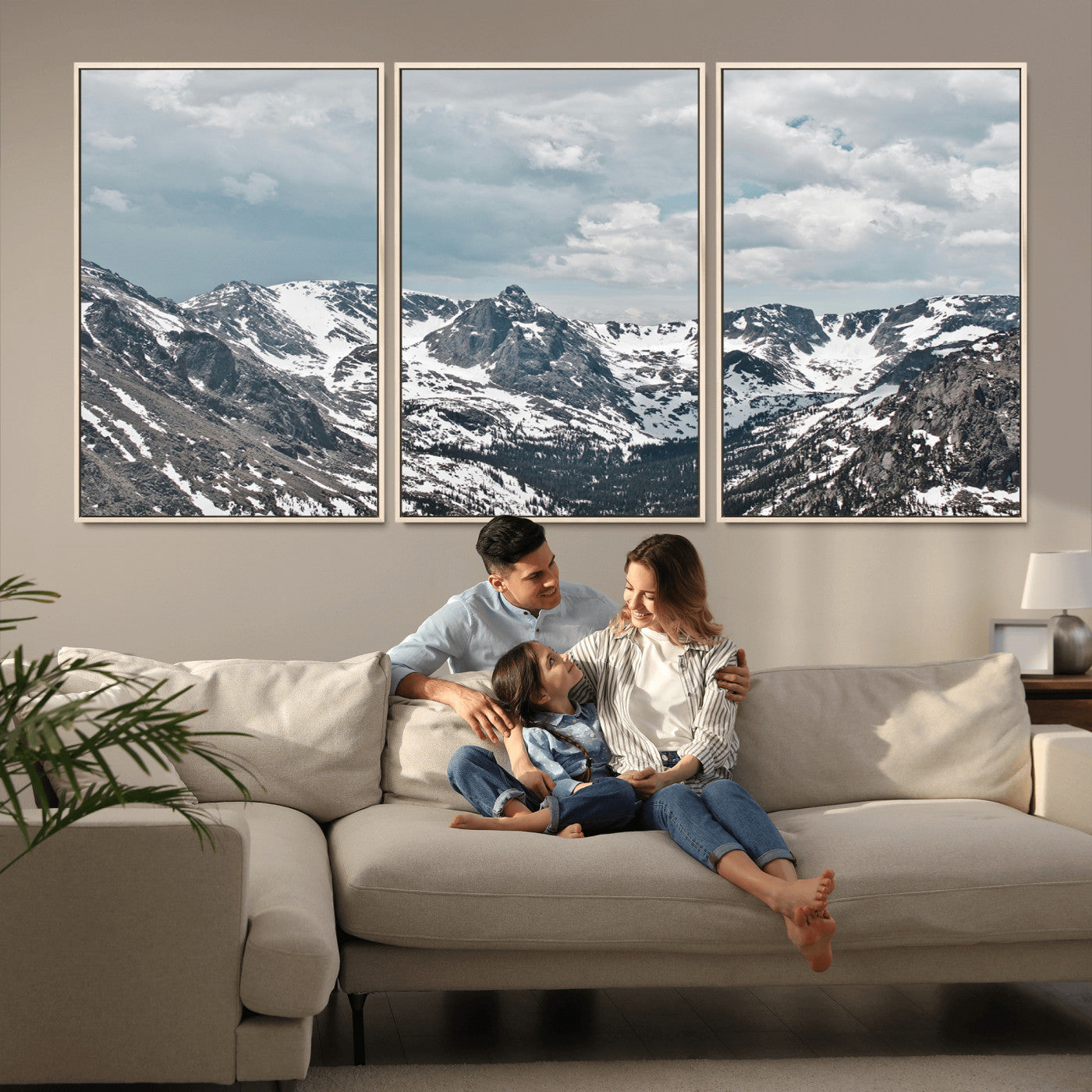 -Snowy Peaks Wall Art Canvas Print – Alpine Wilderness Mountain Escape Winter Serenity Artwork for Home, Office