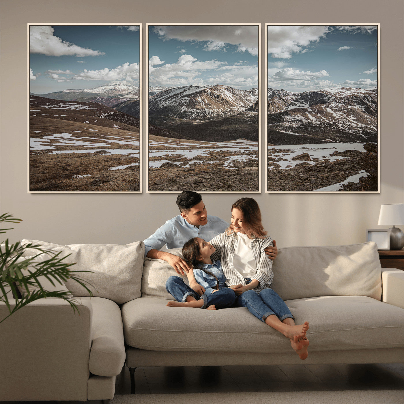 44565953-MGV-CV-36X24-Mountain Landscape Wall Art Canvas Print – Framed Snowy Peaks Rugged Highlands Nature Scene Artwork for Home Office