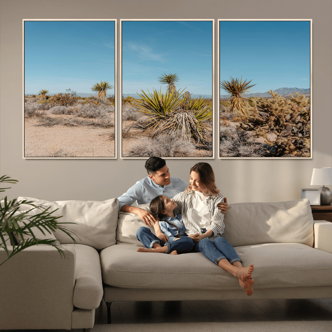 35156165-MGV-CV-36X24-Joshua Tree Wall Art Canvas Print – Framed Desert Landscape Warm Earth Tones Southwestern Minimalist Artwork for Home, Office